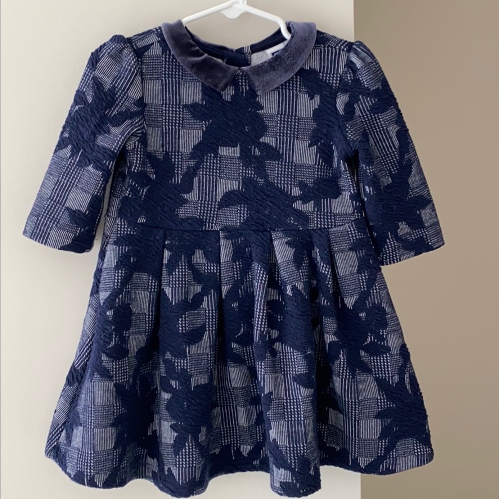 Janie and Jack Navy PRINTED JACQUARD DRESS 18-24mo